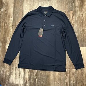 Greg Norman Collection Dark Blue Long Sleeve Polo Size Medium